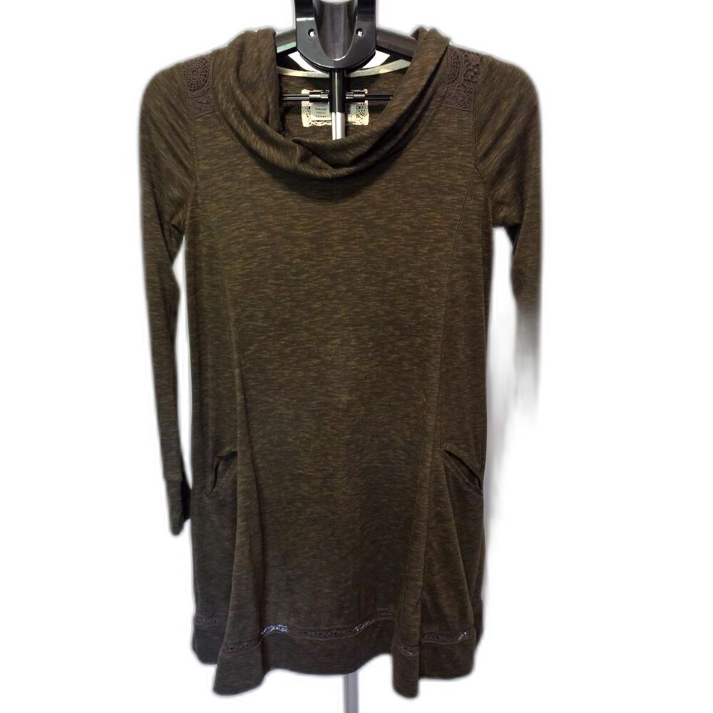 Anthropologie Saturday Sunday Green Dress Size XS Long Sleeve Pretty